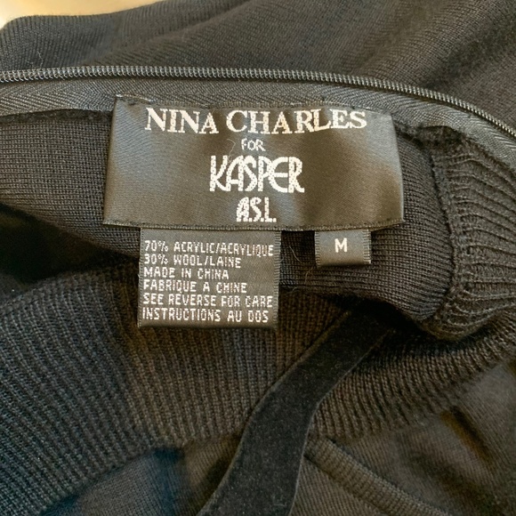 Nina Charles for Kasper ASL Black Mock Neck Midi Dress sz M - Picture 5 of 5